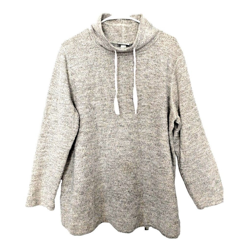 Ava & Viv Gray Metallic Shimmer Long Sleeve Pullover Funnel Neck Top Womens 1X